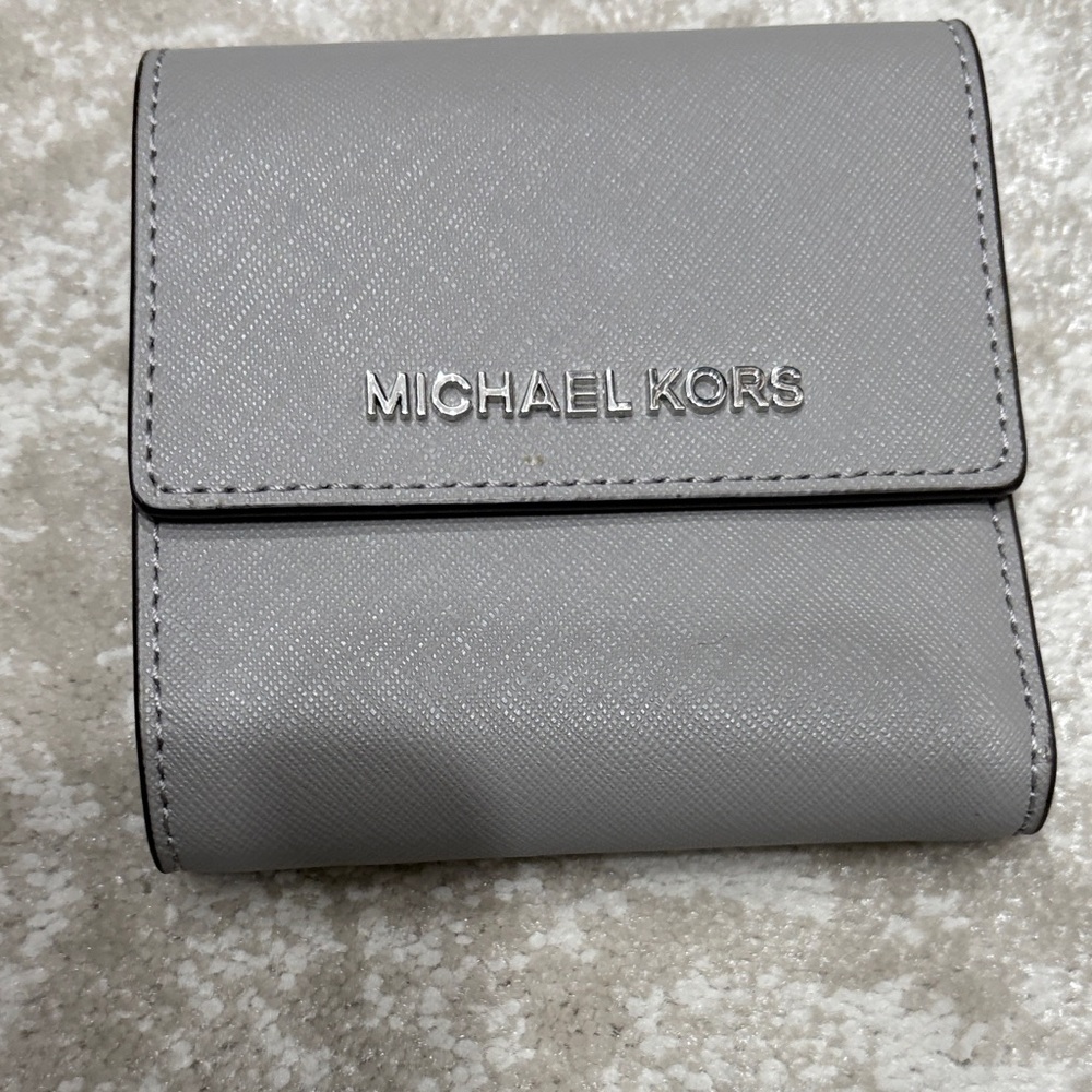 Michael Kors Gray Leather Trifold Wallet